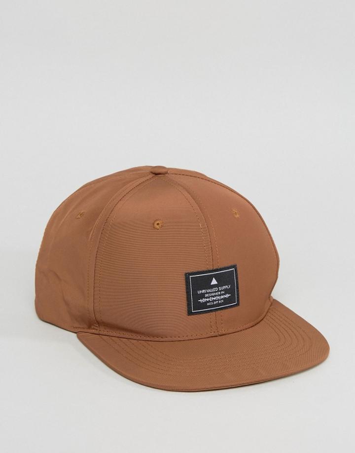 Asos Snapback Cap In Tobacco - Tan