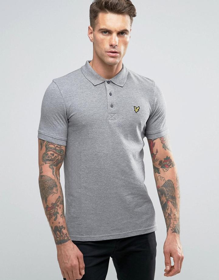 Lyle & Scott Pique Polo Eagle Logo Mid Gray - Gray