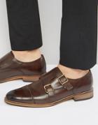 Asos Monk Shoes In Brown Leather With Natural Sole - Brown