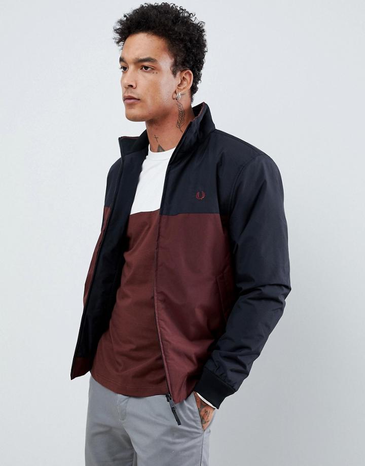 Fred Perry Paneled Quilted Jacket In Burgundy/navy - Red
