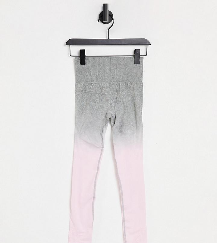 Love & Other Things Petite Gym Seamless Ombre Knitted Leggings In Pink & Gray-multi