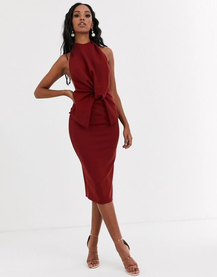 Asos Design High Neck Backless Pencil Midi Dress