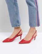 New Look Slingback Croc Effect Court - Red
