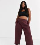 Asos Design Curve Moleskin Pull On Pants In Awkward Length-red