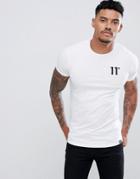 11 Degrees Muscle Fit T-shirt In White With Logo - White