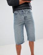 New Look Raw Edge Denim Shorts-navy