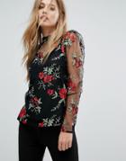 Warehouse Premium Floral Embroidered Top - Multi