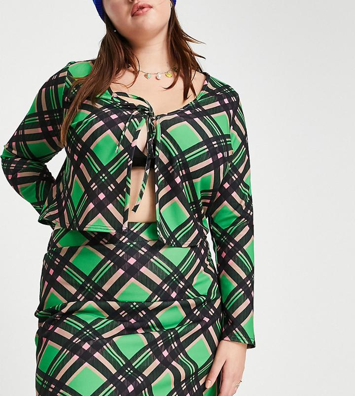 Asos Design Curve Mini Skirt In Check Print - Part Of A Set-multi
