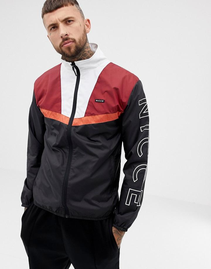 Nicce Lightweight Jacket In Black With Contrasting Panels - Black