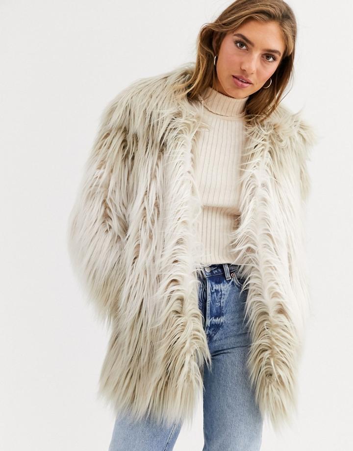 Urbancode Coat In Shaggy Faux Fur-gray