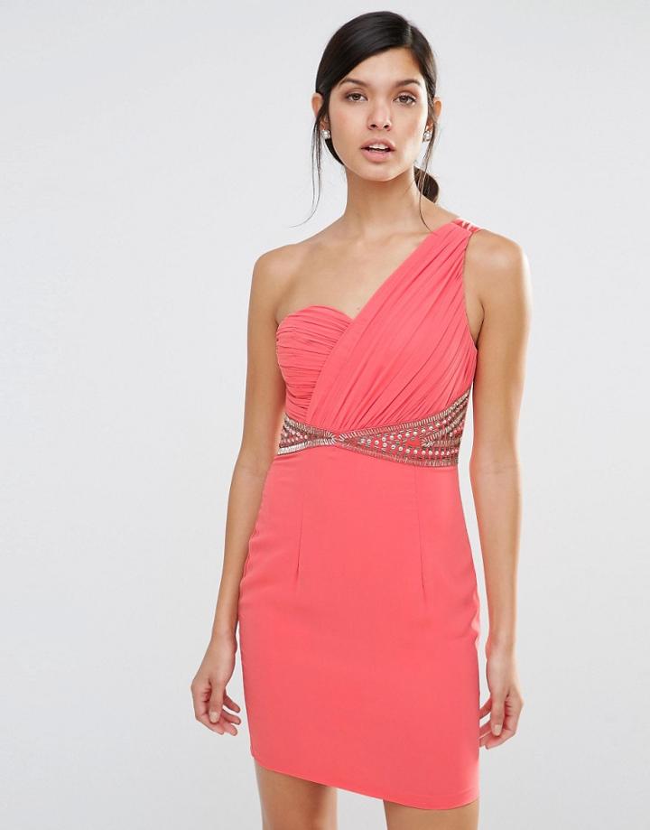Little Mistress One Shoulder Shift Dress - Orange