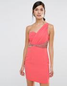 Little Mistress One Shoulder Shift Dress - Orange
