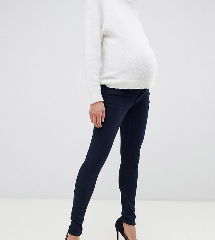 Bandia Maternity Over The Bump Skinny Jean With Removable Bump Band-blue