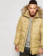 Schott Parka With Faux Fur Trim - Beige