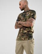 Adidas Skateboarding Striped T-shirt In Camo Print Br4941 - Green
