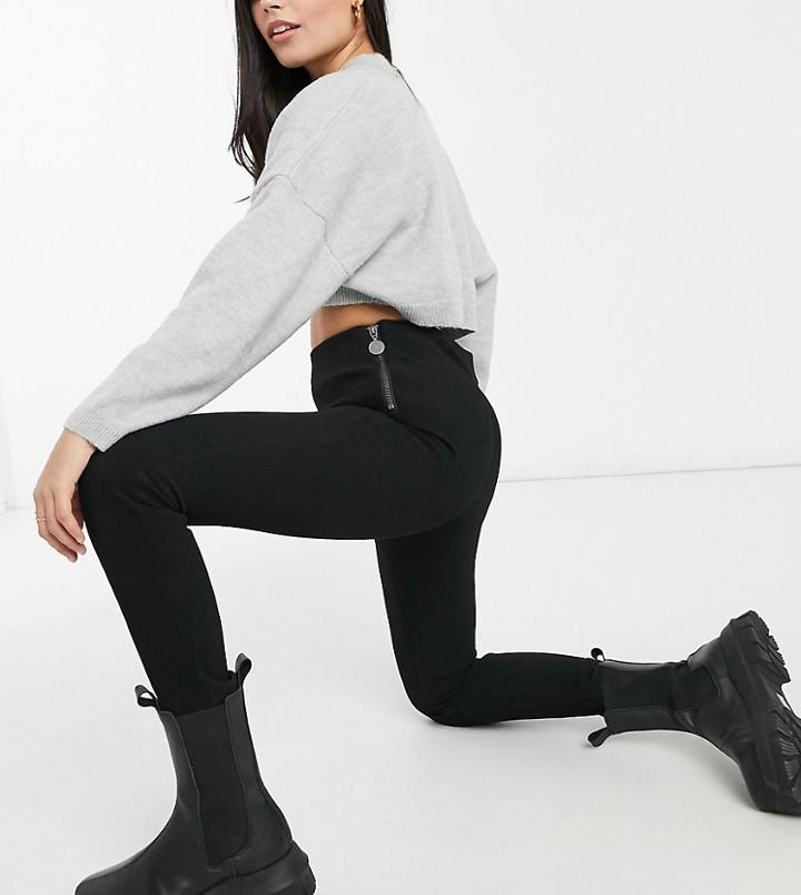 Only Petite Rib Leggings In Black