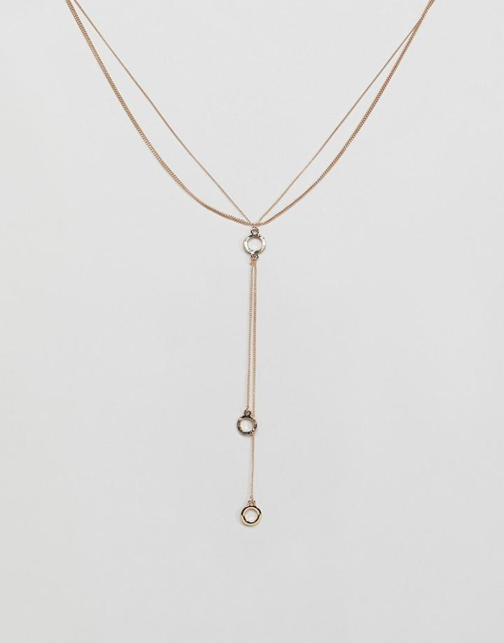 Boohoo Layered Drop Necklace In Gold - Gold