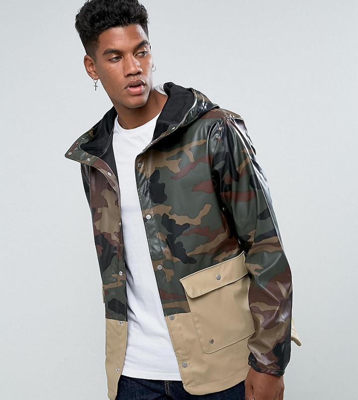 Herschel Forecast Hooded Parka Waterproof 2 Tone In Camo/beige Uk Exclusive - Green