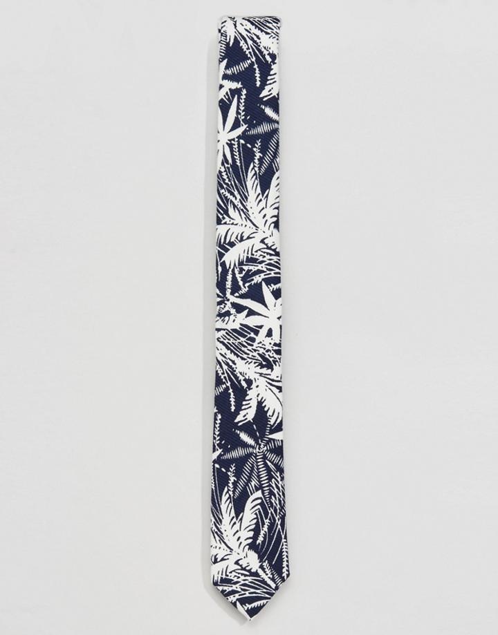 Asos Tie With Hawaiian Print - Navy