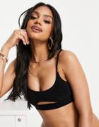 South Beach Cut Out Bikini Top In Black Glitter