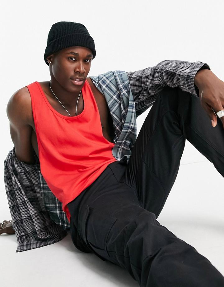 Asos Design Vest With Extreme Racer Back In Red