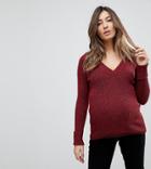 Asos Maternity Sweater With Shoulder Pads And V Neck - Black