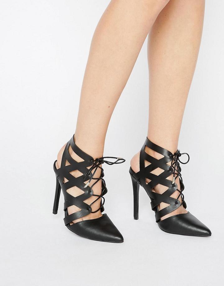 Call It Spring Nenawien Tie Up Point Heeled Shoes - Black