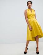 Closet London Halterneck Flared Dress - Yellow