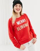 Only Merry Blingmas Christmas Sweatshirt - Red