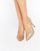 True Decadence Cut Out Sling Heeled Shoes - Gold Glitter