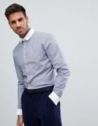 Asos Smart Stretch Slim Stripe Shirt With Contrast Collar And Double Cuffs - Gray