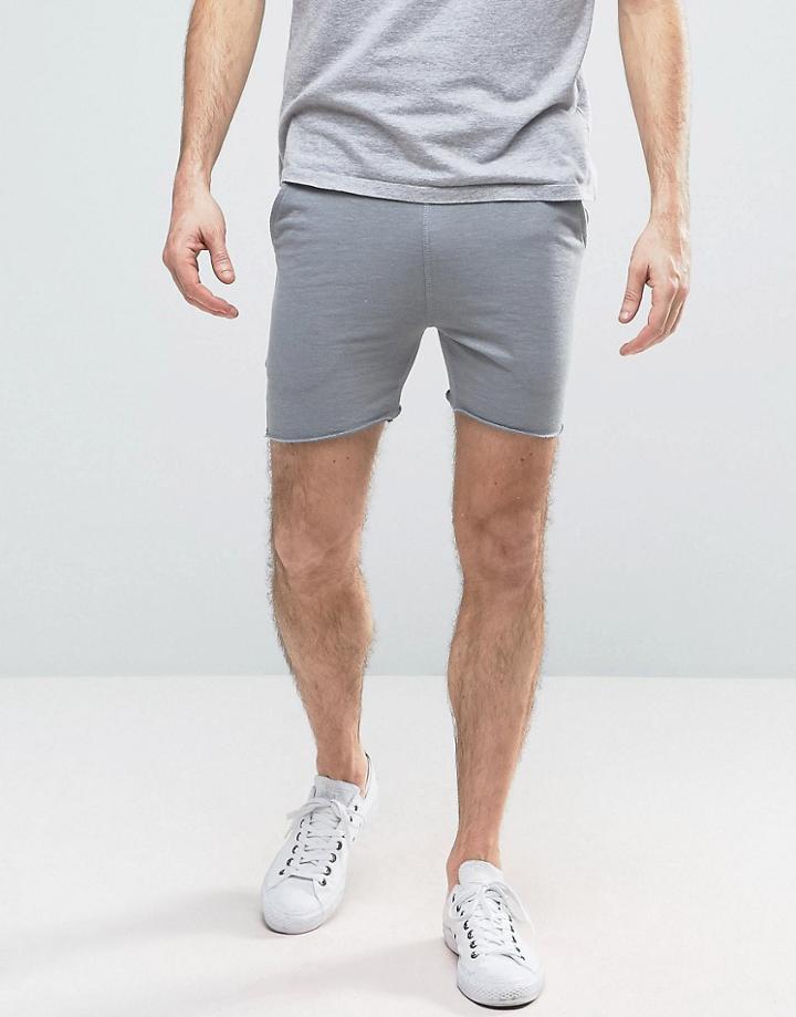 Asos Super Skinny Shorts With Raw Edge - Gray
