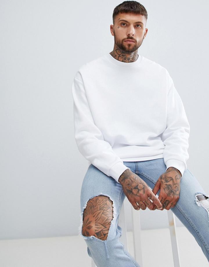 Asos Design Oversized Sweatshirt In White - White