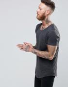 Lee Shaped Hem Melange T-shirt - Black