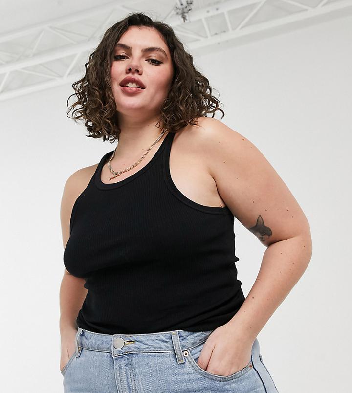 Cotton: On Curve Tank Top In Black
