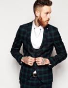 Noose & Monkey Plaid Suit Jacket With Stretch In Super Skinny Fit - Green