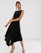 Closet London Sleeveless Midaxi Midi Dress With Fluted Hem In Black - Black