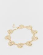Asos Design Anklet With Metal Shell Pendants In Gold Tone - Gold