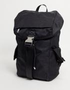 Asos Design Nylon Backpack In Black With Side Pockets