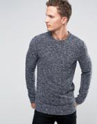 Selected Homme Crew Neck Sweat With Flecked Marl Detail - Navy