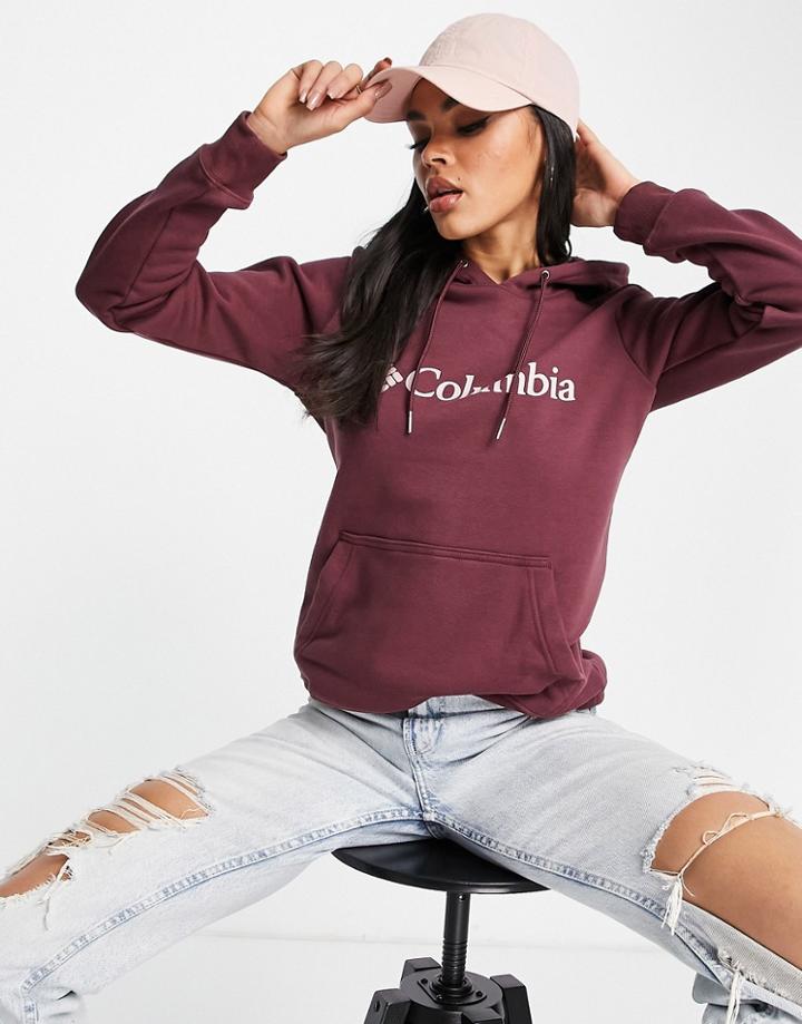 Columbia Logo Hoodie In Burgundy-red