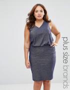 Junarose Plus Hyde Dress In Glitter Fabric - Dark Blue