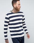 Edwin Ringer Bar Striped Long Sleeved Top - White