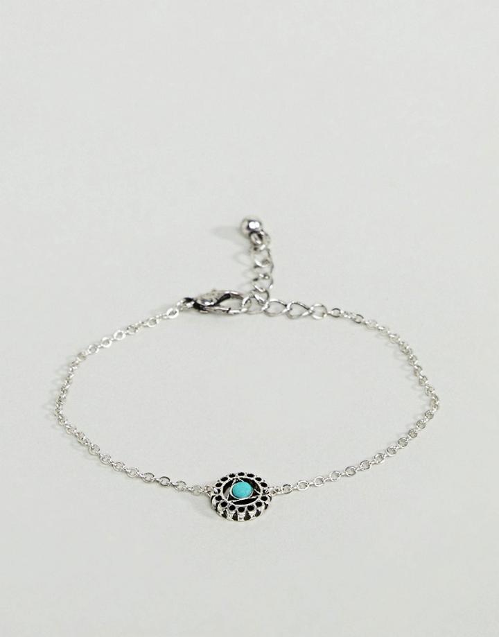 Asos Cut Out Triangle Stone Charm Bracelet - Silver