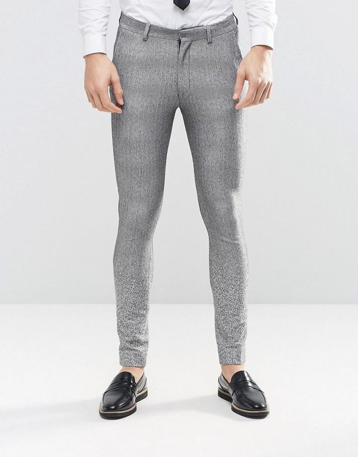 Asos Super Skinny Suit Trousers In Grey Ombr  - Gray