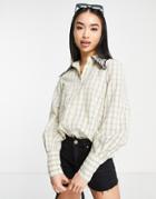 Urban Revivo Floral Embroidered Collar Blouse In Beige-neutral