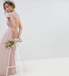 Tfnc Petite Maxi Bridesmaid Dress With Scalloped Lace And Open Back - Brown