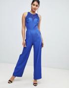 Little Mistess Tailored Jumpsuit With Belt-blue