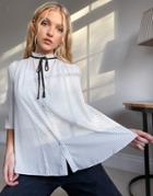New Look Contrast Tie Neck Shirt In White