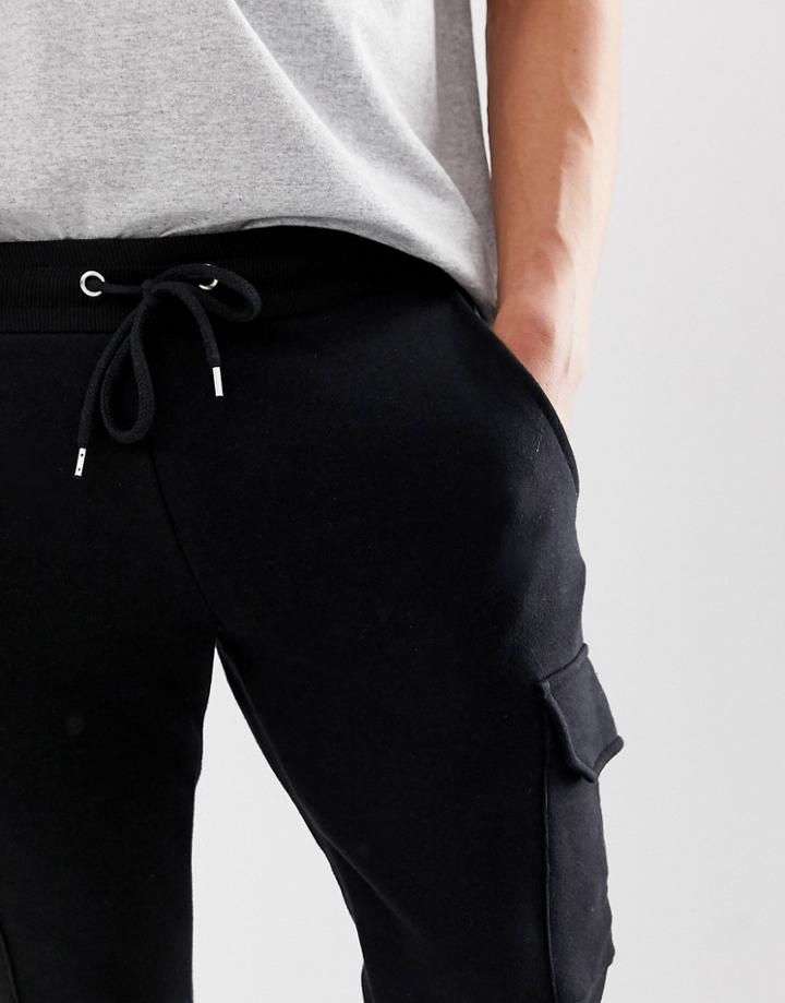Asos Design Skinny Sweatpants With Cargo Pockets In Black